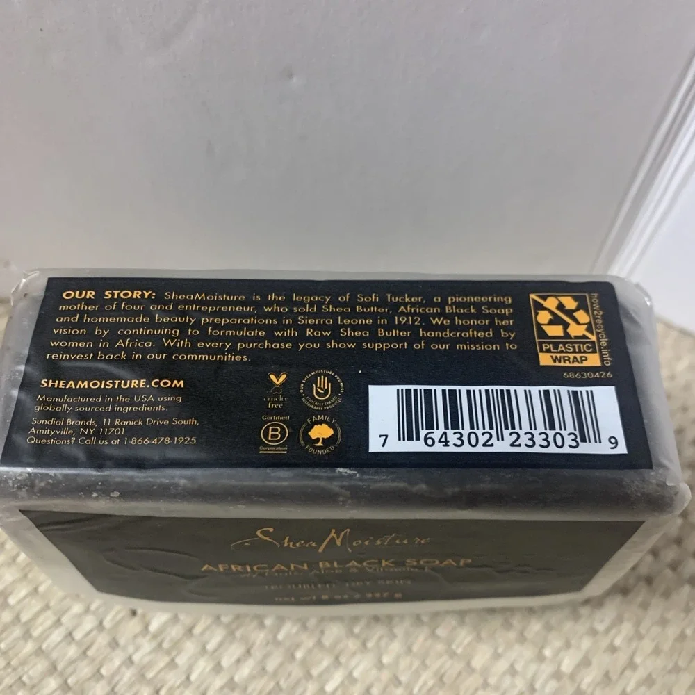 Shea Moisture African Black Soap Oats Aloe Vitamin E For Troubled, Dry Skin 8oz